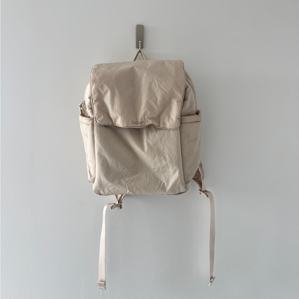 CALPAK Diaper Backpack with Laptop Sleeve in Oatmeal - Picture 4 of 10